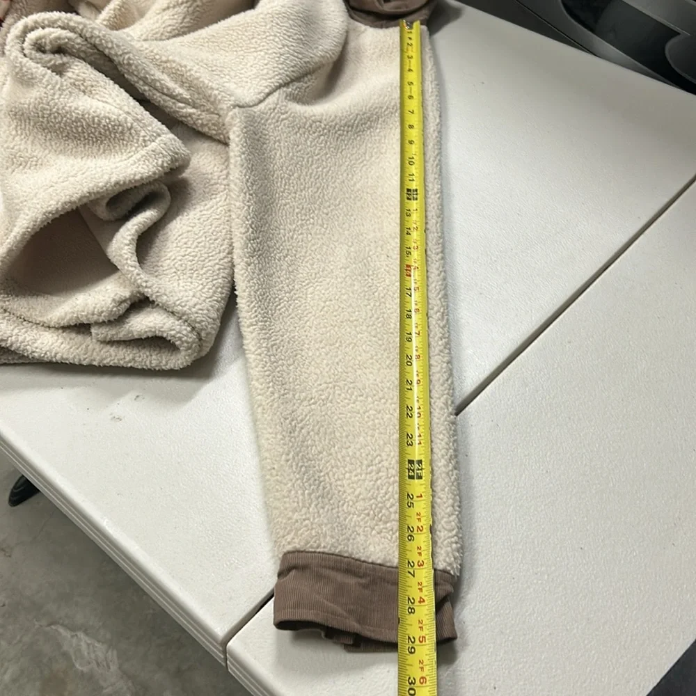 Madewell Corduroy-Trimmed (Re)sourced Sherpa Terry Chore Coat Large Brown Beige - Picture 12 of 16